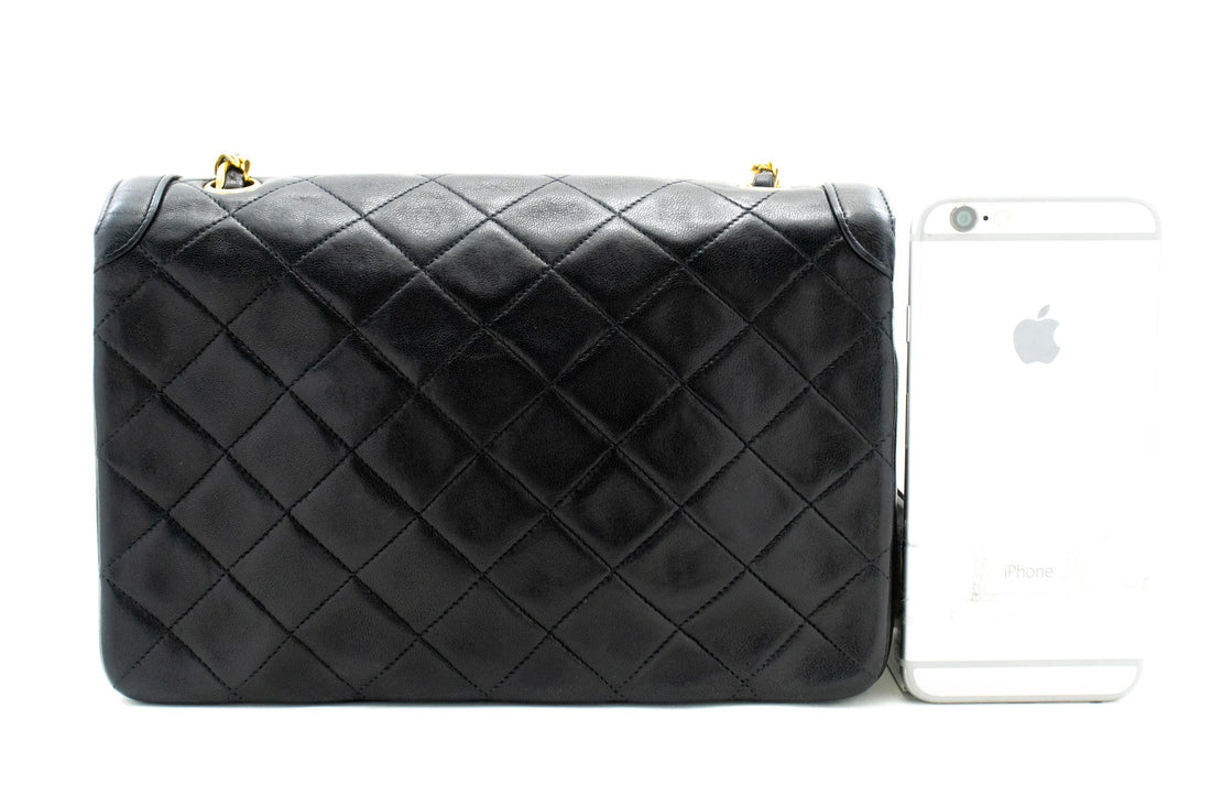 CHANEL Small Single Flap Chain Shoulder Bag Black Quilted Lambskin