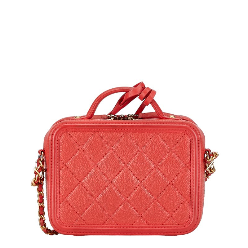 Chanel CC Caviar Filigree Vanity Case Bag  Leather Shoulder Bag in Good condition