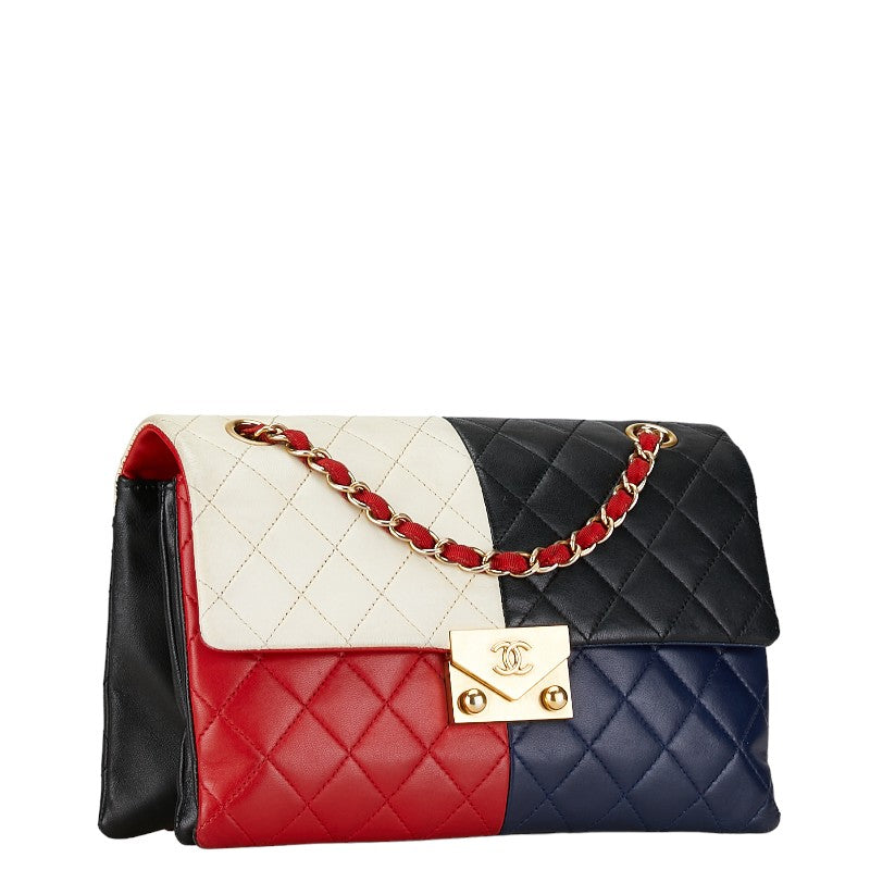 Chanel Colorblock Pagoda Flap Bag Leather Shoulder Bag in Good condition