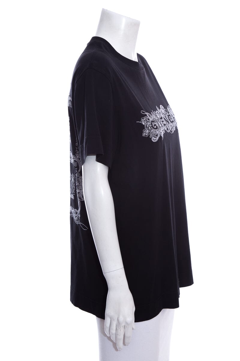 Givenchy Black Embroidered Logo Detail  T-Shirt SZ XS