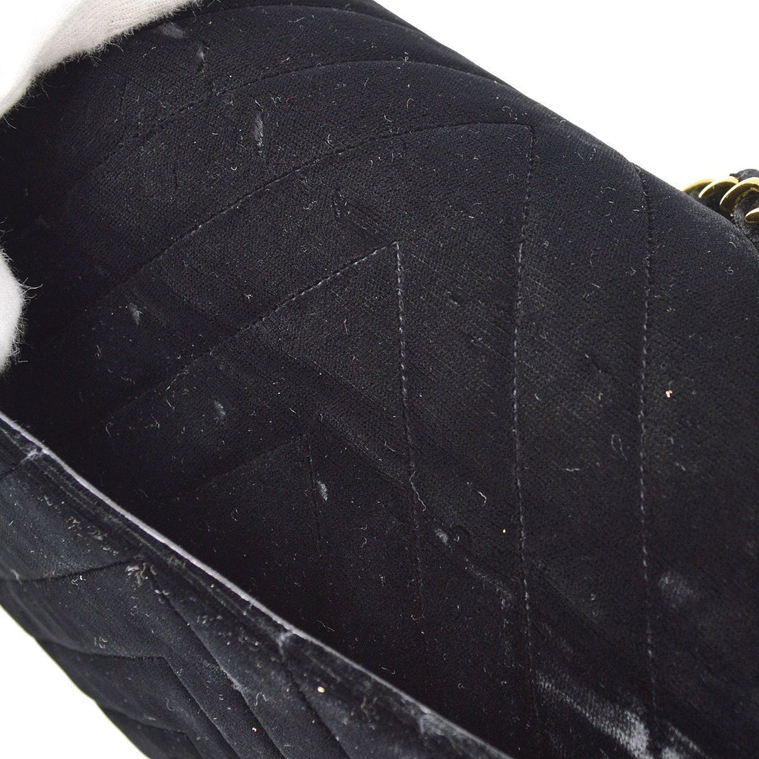 Chanel? 1991-1994 Chevron Classic Flap Maxi Black Velvet AK37942e