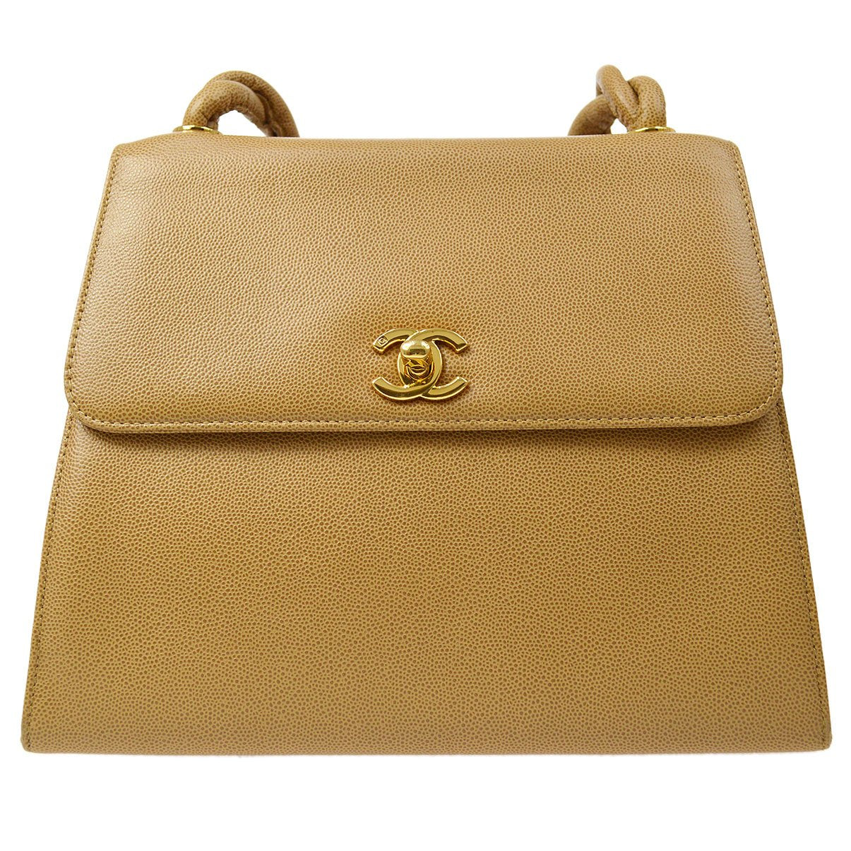 CHANEL 1997-1999 Braided Shoulder Bag Brown Caviar Skin 41110