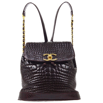 CHANEL Backpack Bordeaux Crocodile 60497