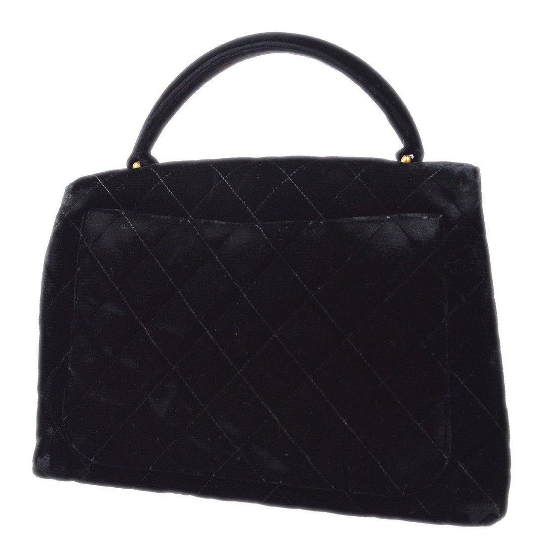 CHANEL 1996-1997 Black Velvet Quilted Kelly 25 10343