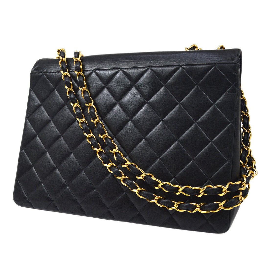 Chanel? 1991-1994 Black Quilted Lambskin CC Flap Maxi 60850