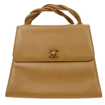 CHANEL 1997-1999 Trapezoid Flap Shoulder Bag Beige Caviar 37480