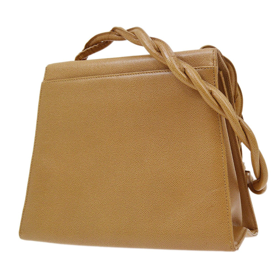 CHANEL 1997-1999 Trapezoid Flap Shoulder Bag Beige Caviar 37480