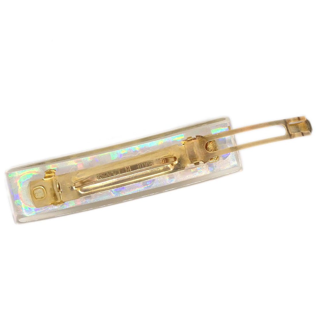 CHANEL 1997 Clear Rainbow Lucite Hair Clip Barrette 91496