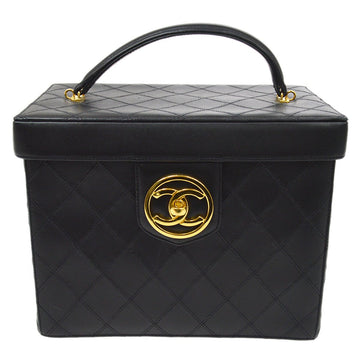 CHANEL 1994-1996 Black Lambskin Cosmoline 2way Vanity Bag AK17189d