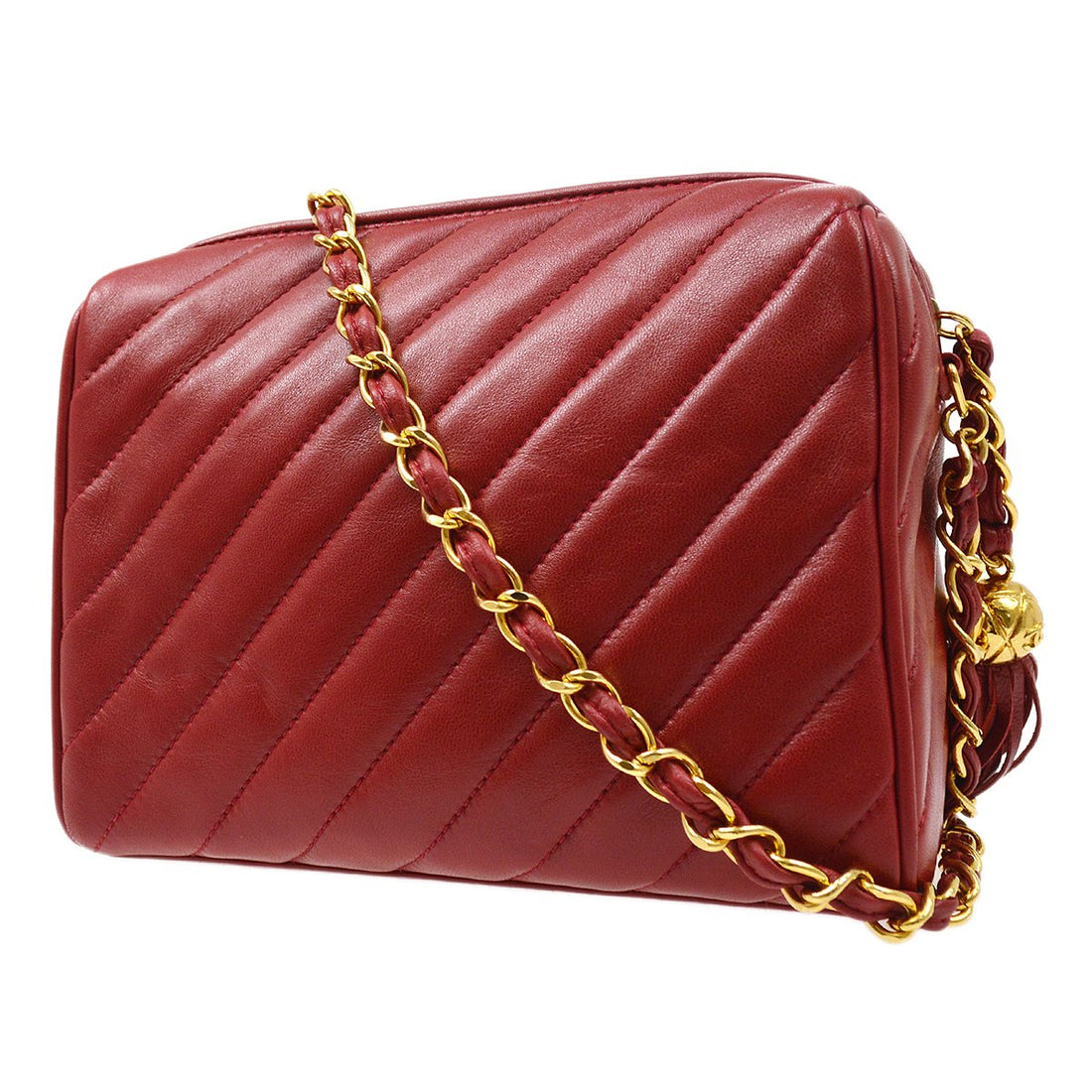 CHANEL 1994-1996 Red Lambskin Quilted Camera Bag Mini 61270