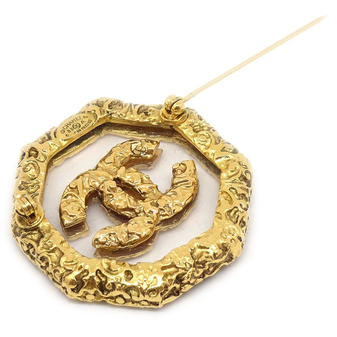 CHANEL 1993 Brooch Gold Clear 71353