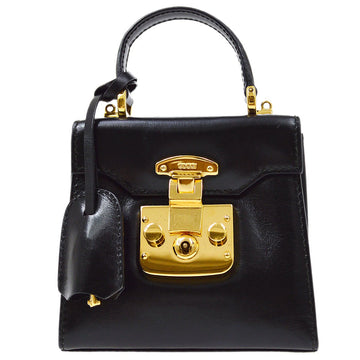 GUCCI 1980s Lady Lock Handbag Micro Black Calfskin AK31768j