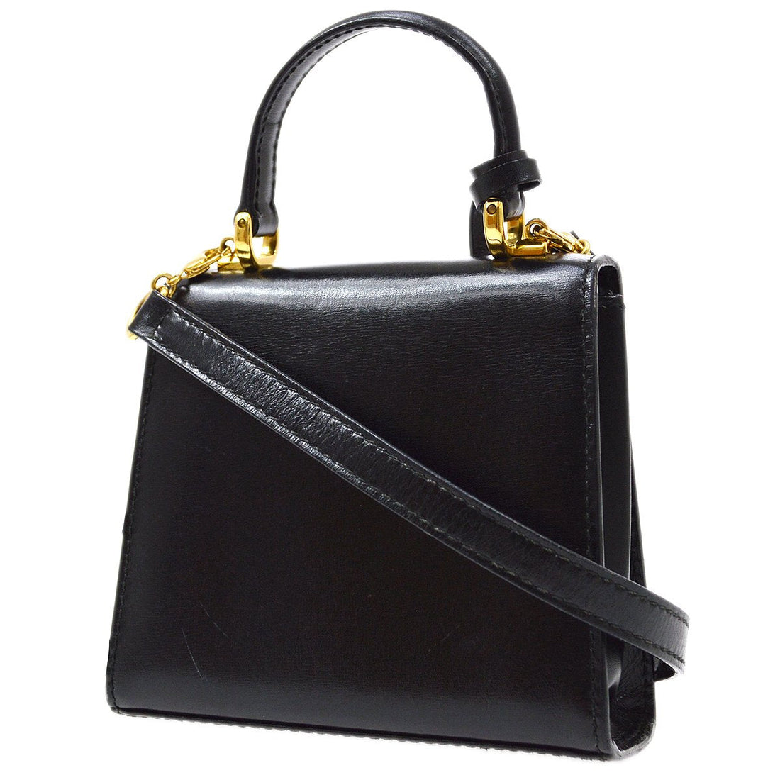 GUCCI 1980s Lady Lock Handbag Micro Black Calfskin AK31768j