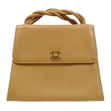 CHANEL 1997-1999 Braided Shoulder Bag Beige Caviar Skin 72341
