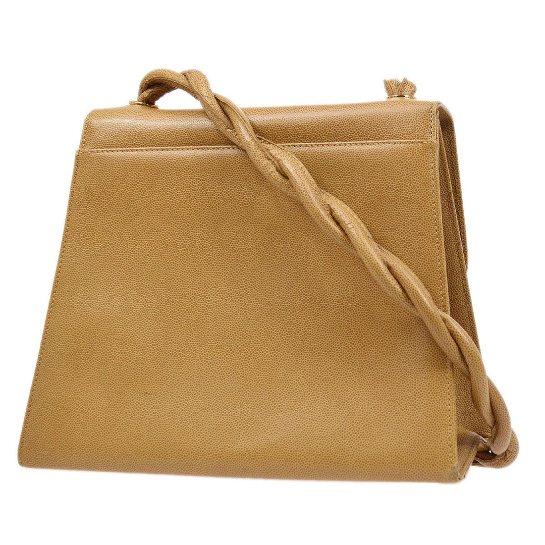CHANEL 1997-1999 Braided Shoulder Bag Beige Caviar Skin 72341