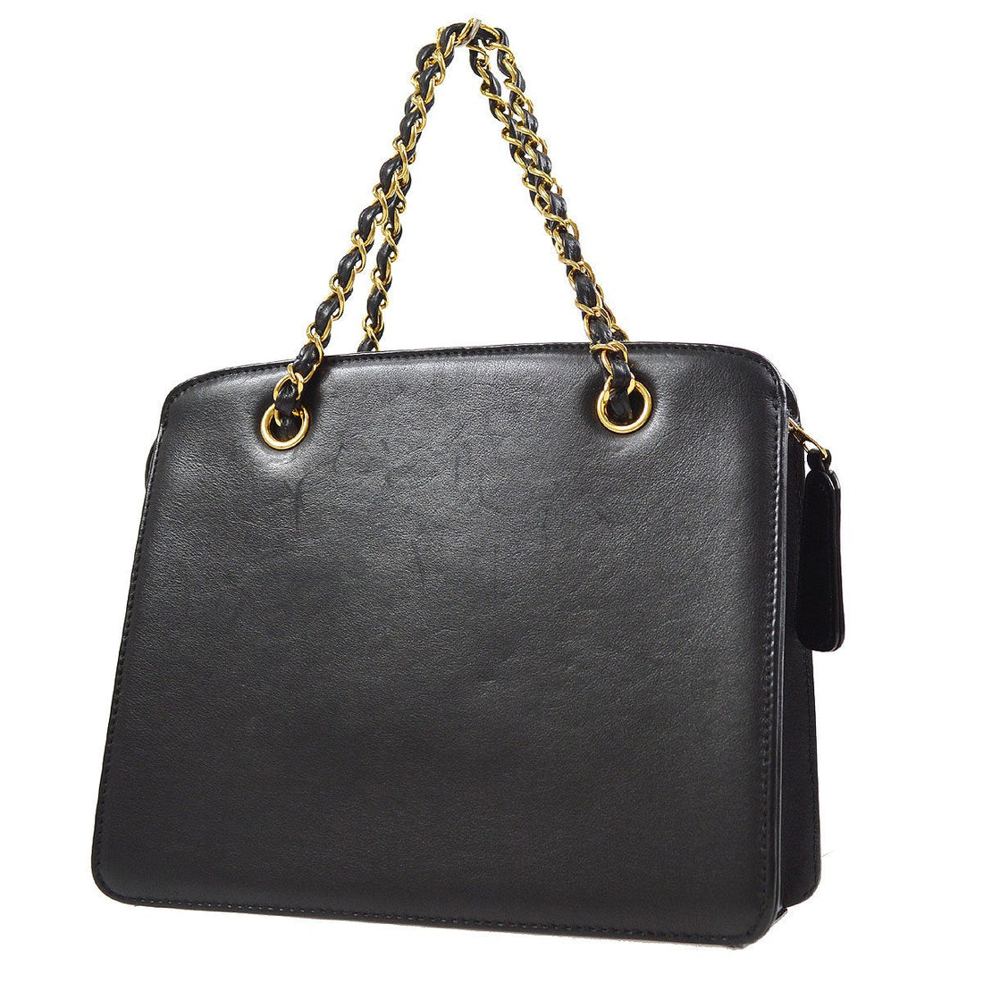 CHANEL 1997-1999 Chain Hand Bag Black Lambskin 83919