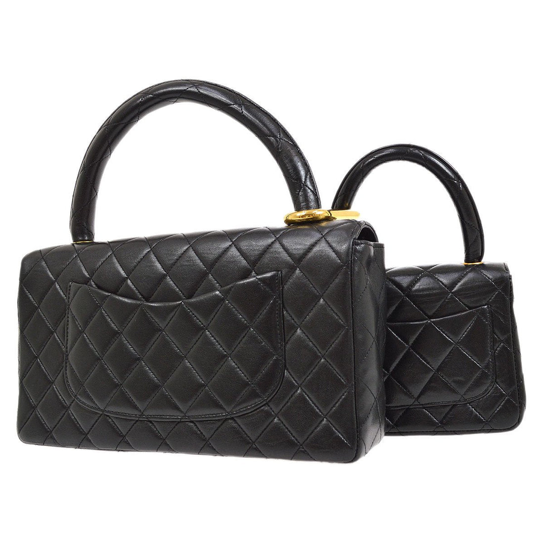 CHANEL 1994-1996 Classic Single Flap Handbags Set Black Lambskin 41841