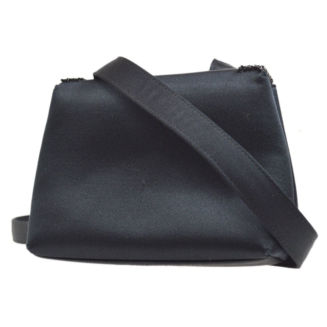 CHANEL 1998 Black Satin Beaded Trimmed Flap Bag 21211