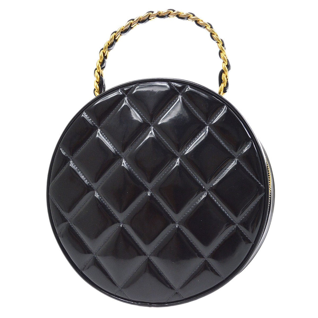 CHANEL Round Cosmetic Vanity Chain Hand Bag Black 92940