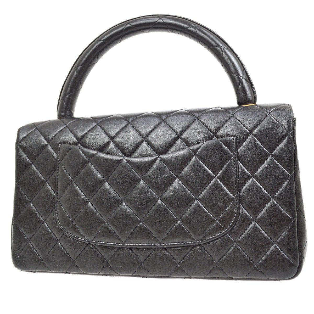 Chanel? 1994 Classic Flap Top Handle Bag Medium Black Lambskin 41952