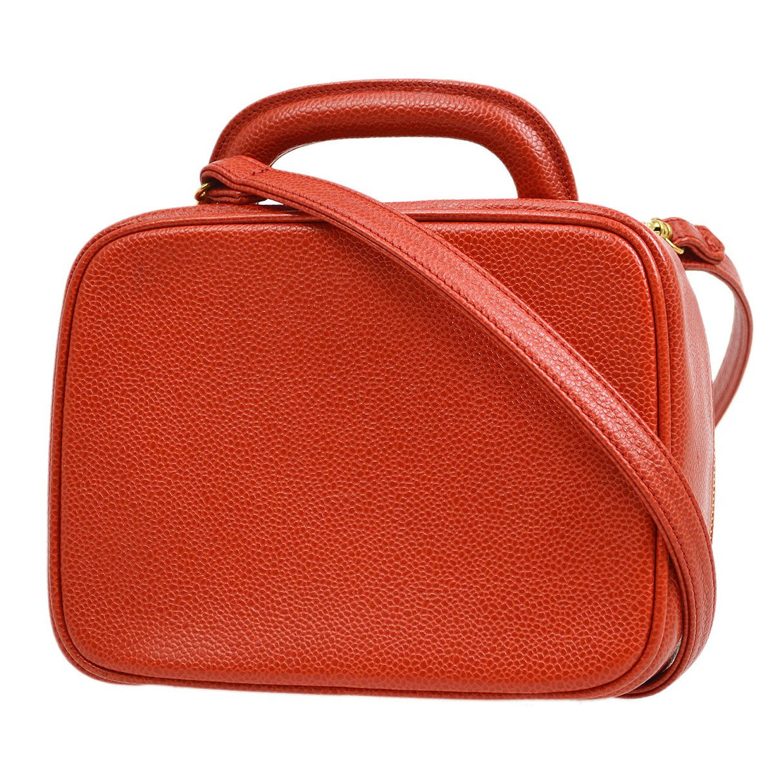 CHANEL 1997-1999 Red Caviar Lunch Box Vanity Small 06253