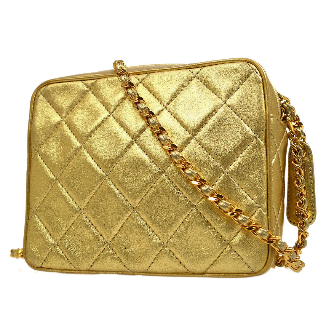 CHANEL 1996-1997 Gold Lambskin Camera Bag Mini 41954