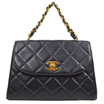 CHANEL 1994-1996 Chain Hand Bag Black Lambskin 20418