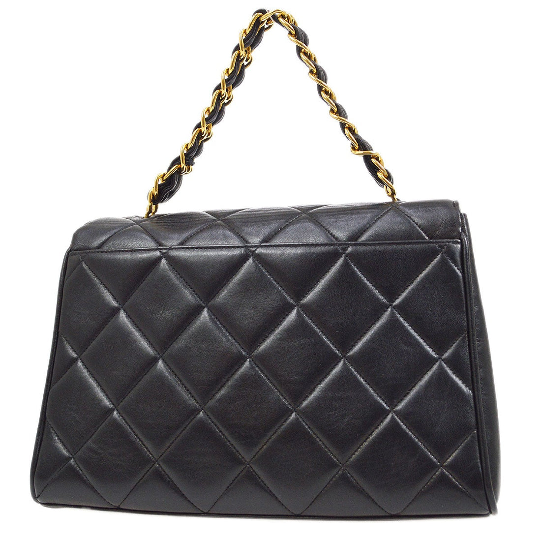 CHANEL 1994-1996 Chain Hand Bag Black Lambskin 20418