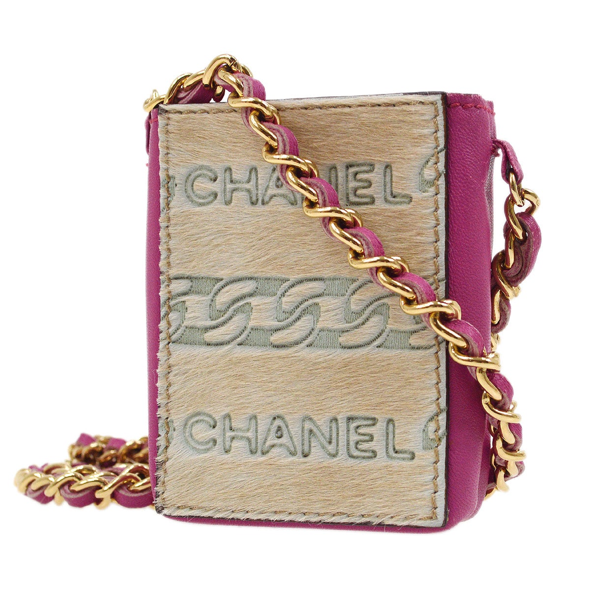 CHANEL 2001 Shoulder Bag Mini Pink Pony Fur
