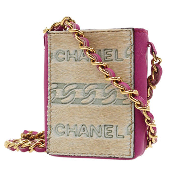 CHANEL 2001 Shoulder Bag Mini Pink Pony Fur