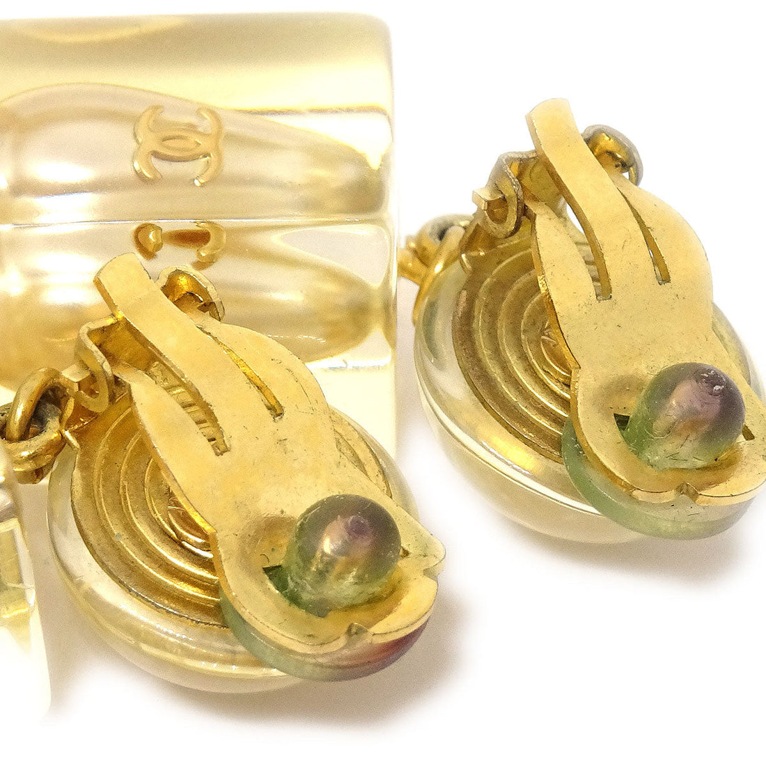 CHANEL 1997 Teardrop CC Pearl Earrings 12707