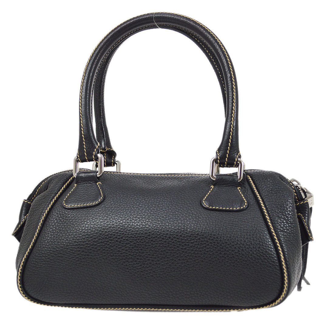 CHANEL 2003-2004 Black Caviar Embossed Logo Handbag 00960