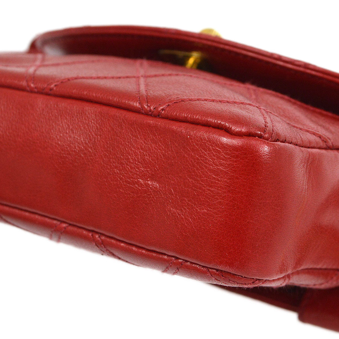 CHANEL 1991-1994 Red Lambskin Cosmoline Belt Bag #70 01308