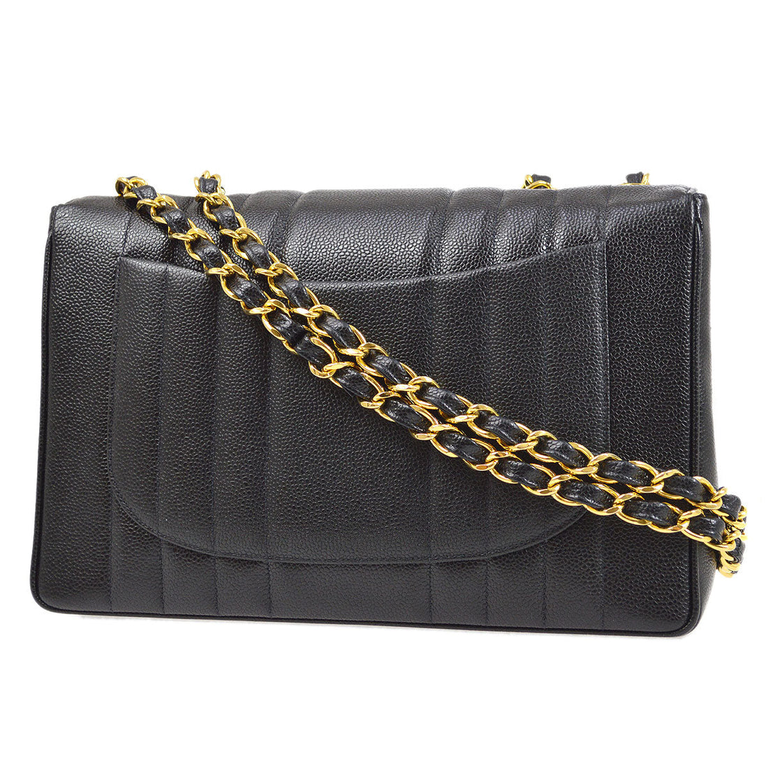 Chanel? * 1994-1996 Black Caviar Vertical Classic Flap Jumbo 53446