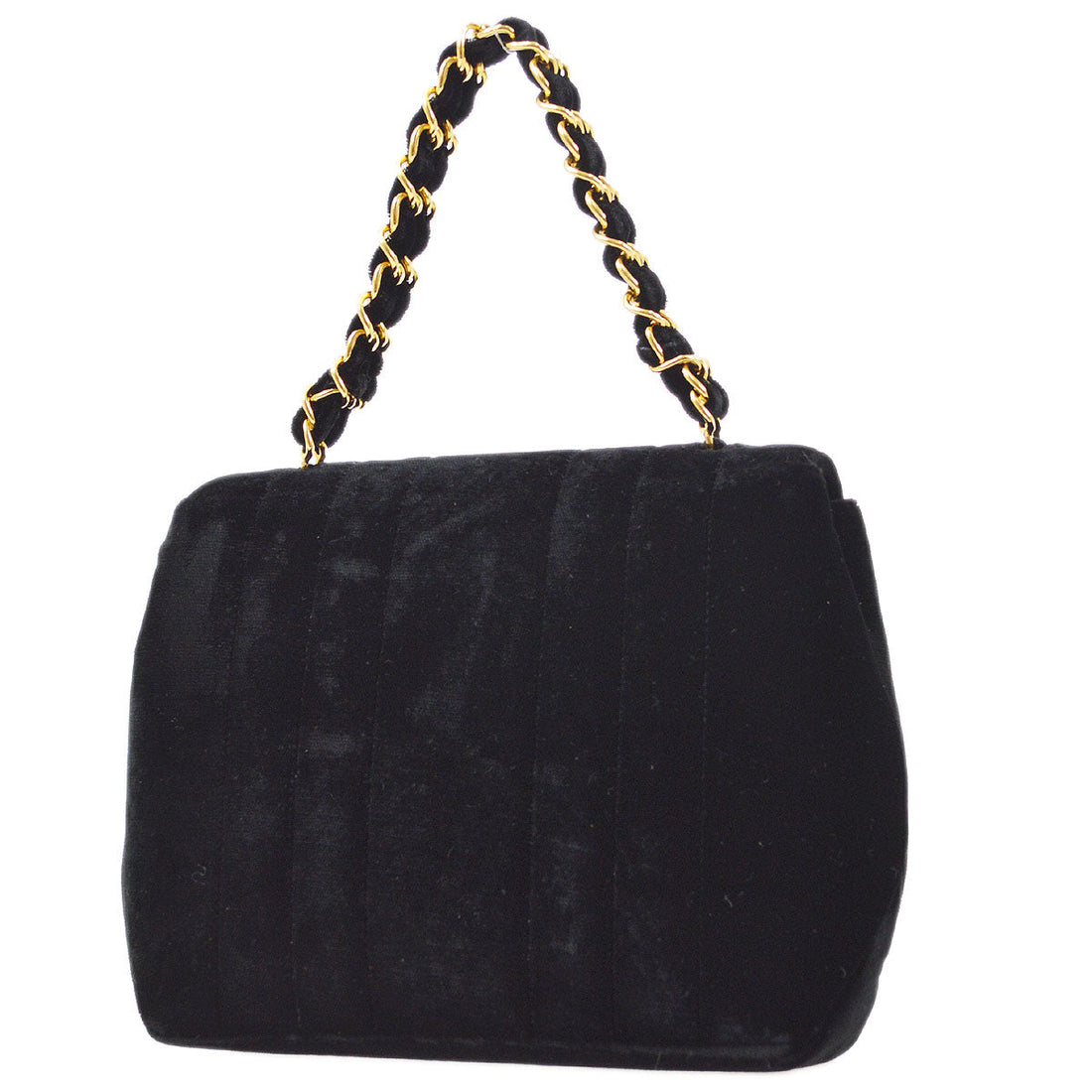 CHANEL 1994-1996 Vertical Handbag Black Velvet 14372