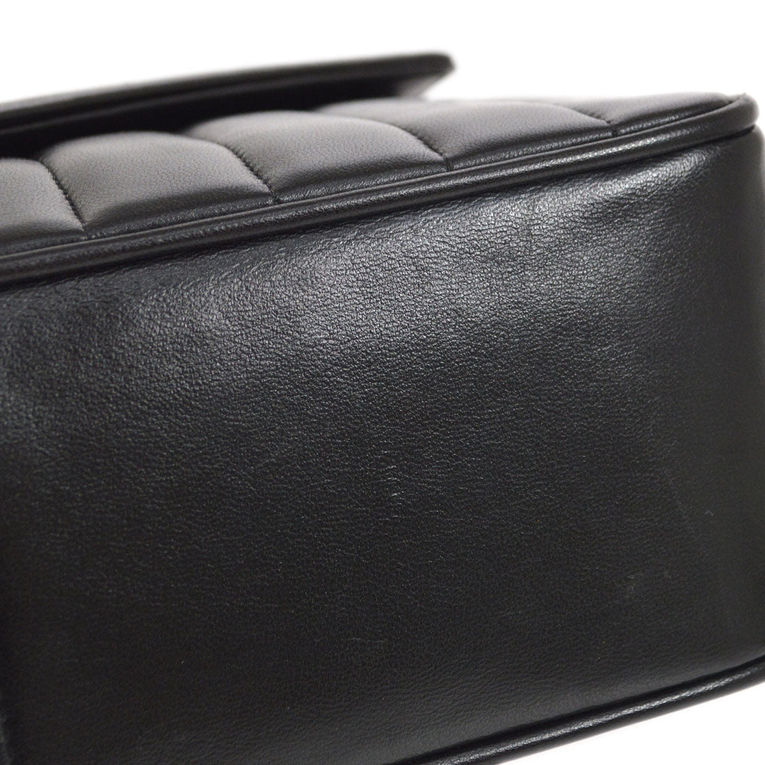 CHANEL? 1991-1994 Black Lambskin Chevron Letter Flap Bag Small 14355