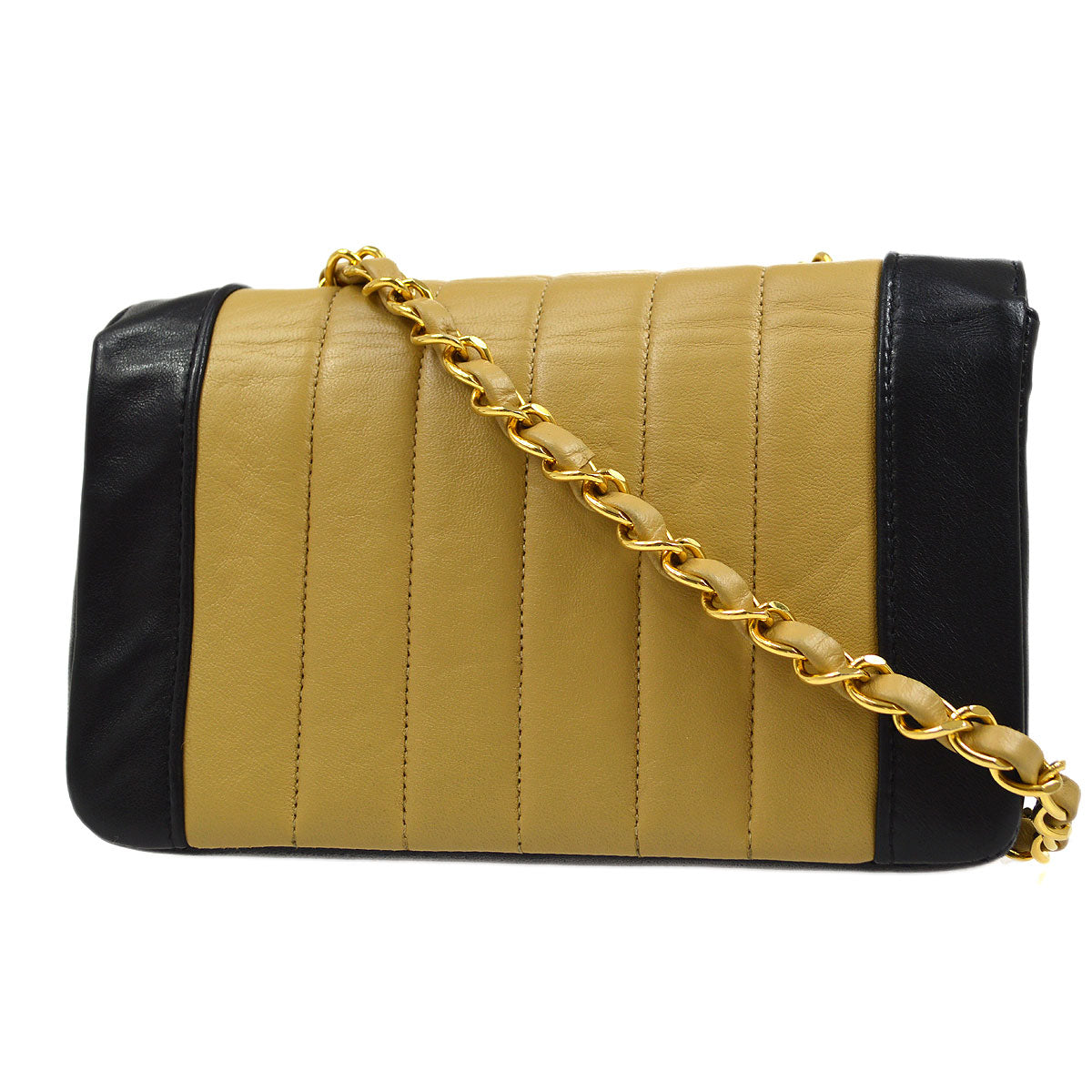 CHANEL? 1991-1994 Lambskin Vertical Border Flap Mini 44032