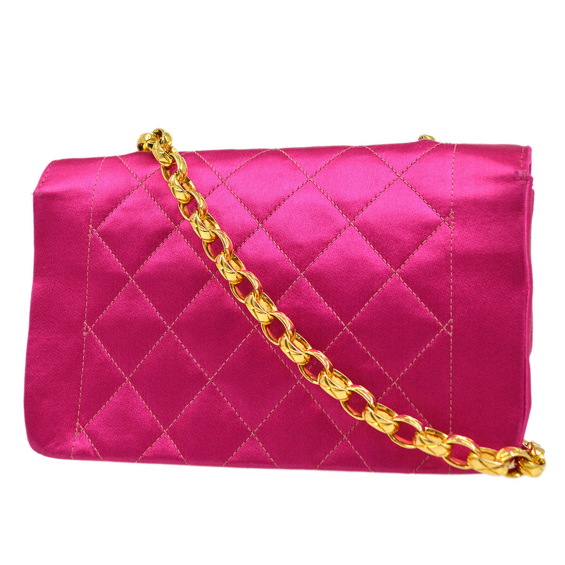 CHANEL * 1989-1991 Pink Satin Border Flap Mini