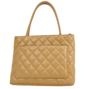 CHANEL 2003-2004 Beige Caviar Medallion Tote