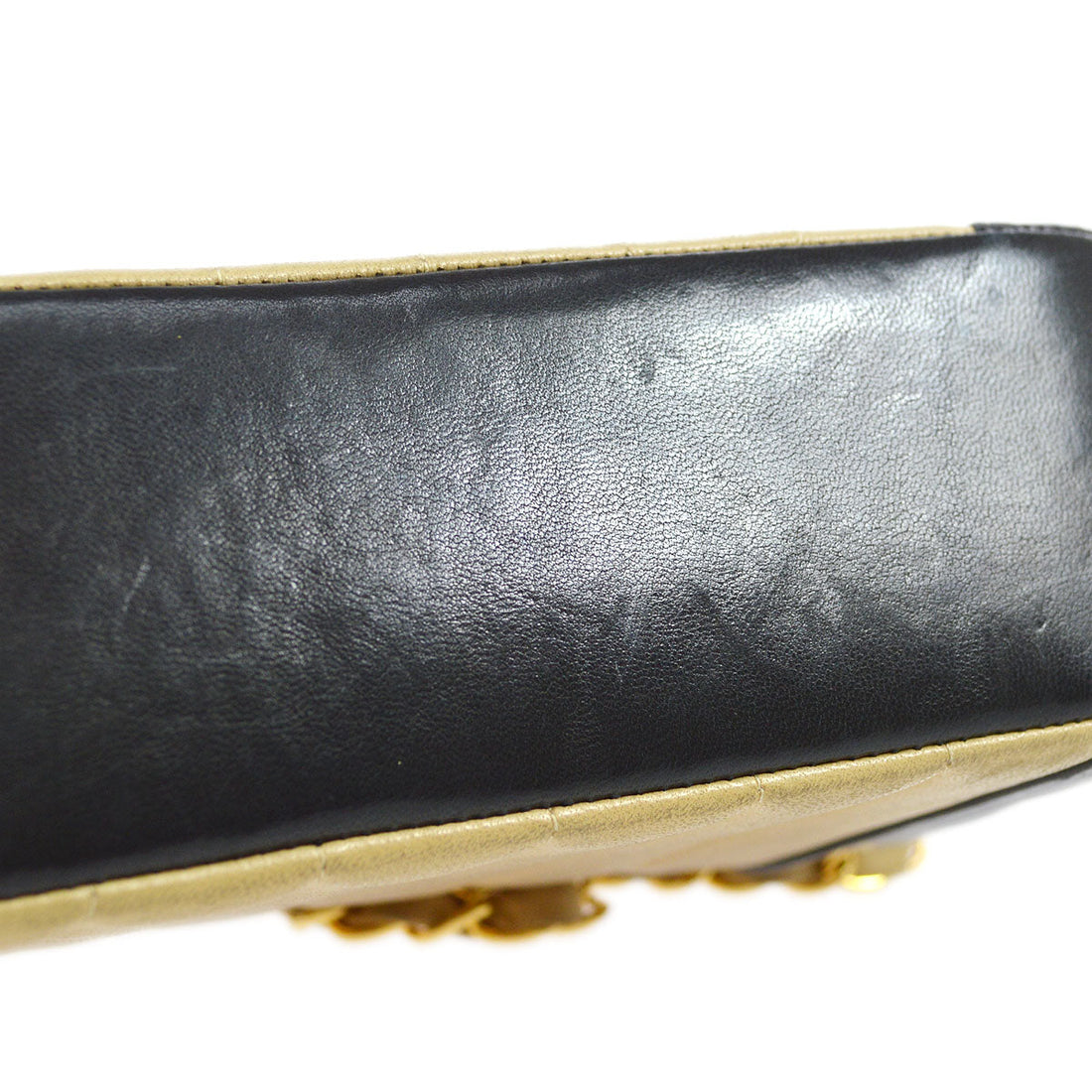 Chanel? 1993 Vertical Border Flap Mini Beige Black Lambskin 64721