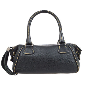 CHANEL 2003-2004 Black Caviar Skin Tassel Handbag 30420