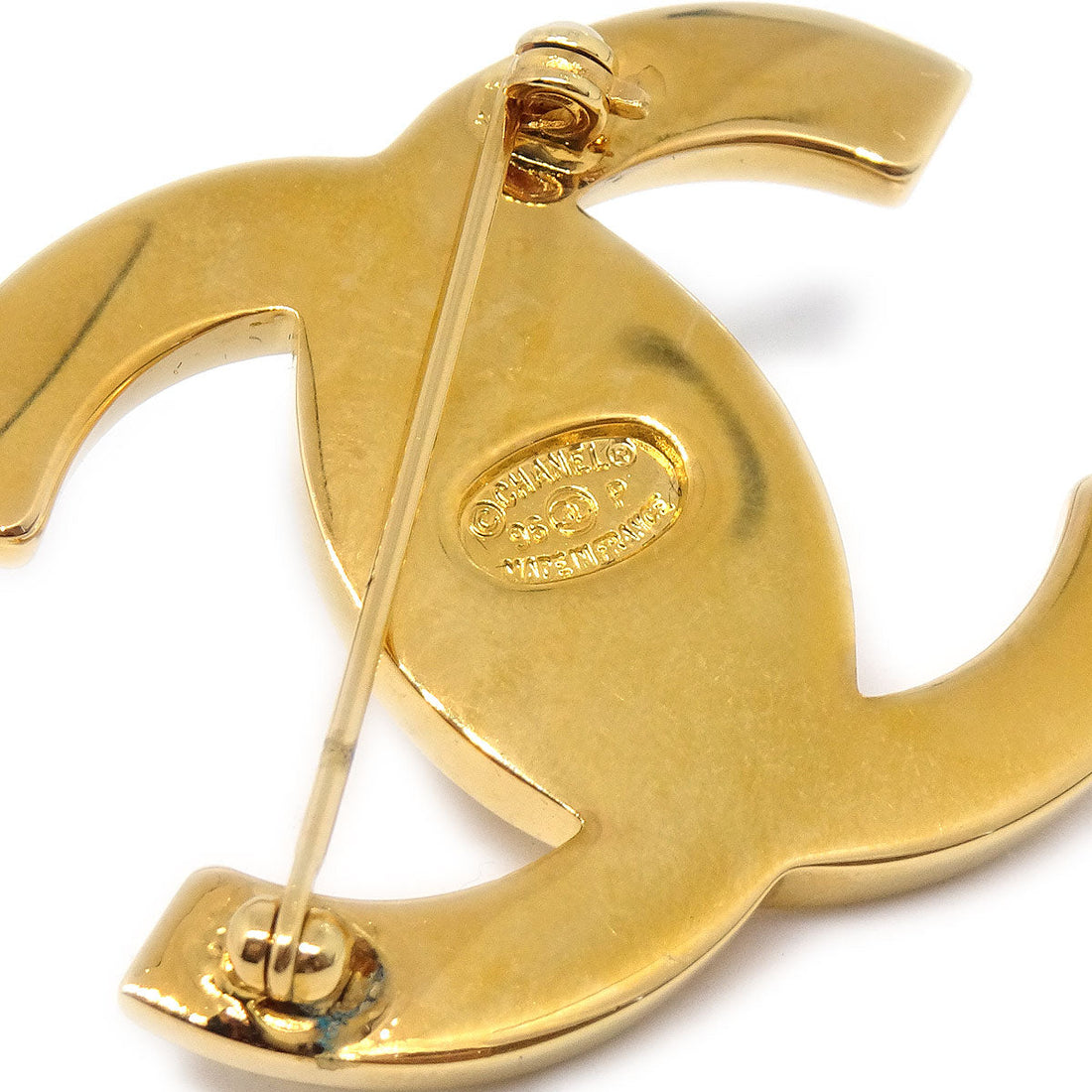 CHANEL Turnlock Brooch Pin Corsage Gold 96P 75076