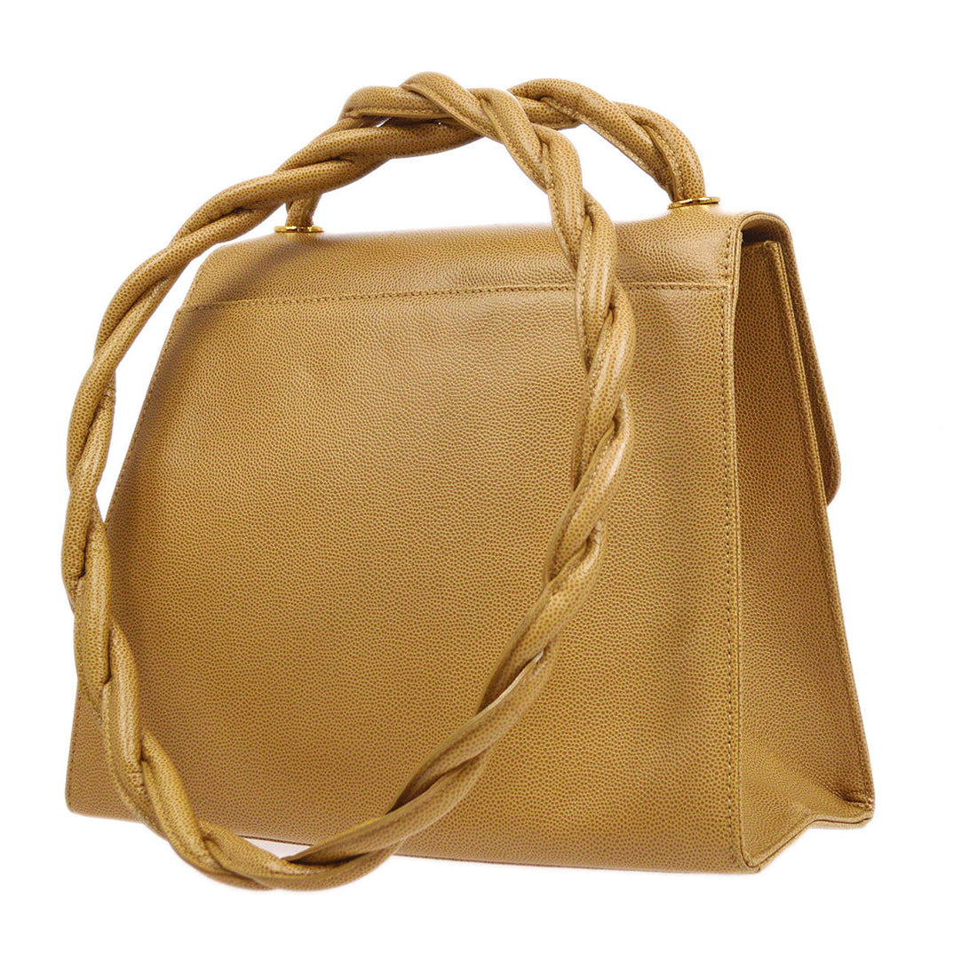CHANEL 1999 Braided Shoulder Bag Beige Caviar 95853