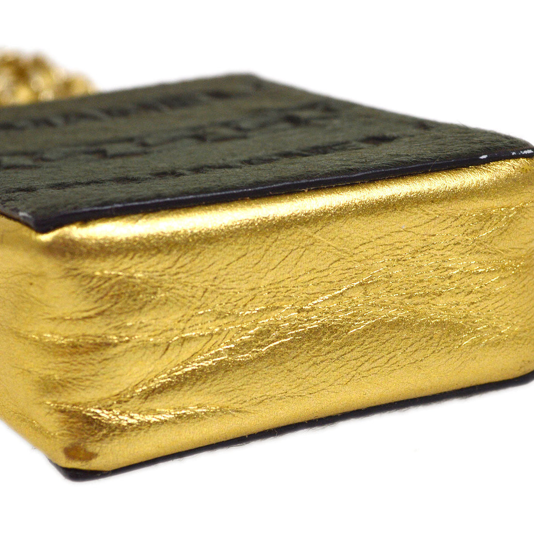 CHANEL 2000-2001 Chain Mini Shoulder Pochette Pony Hair Khaki