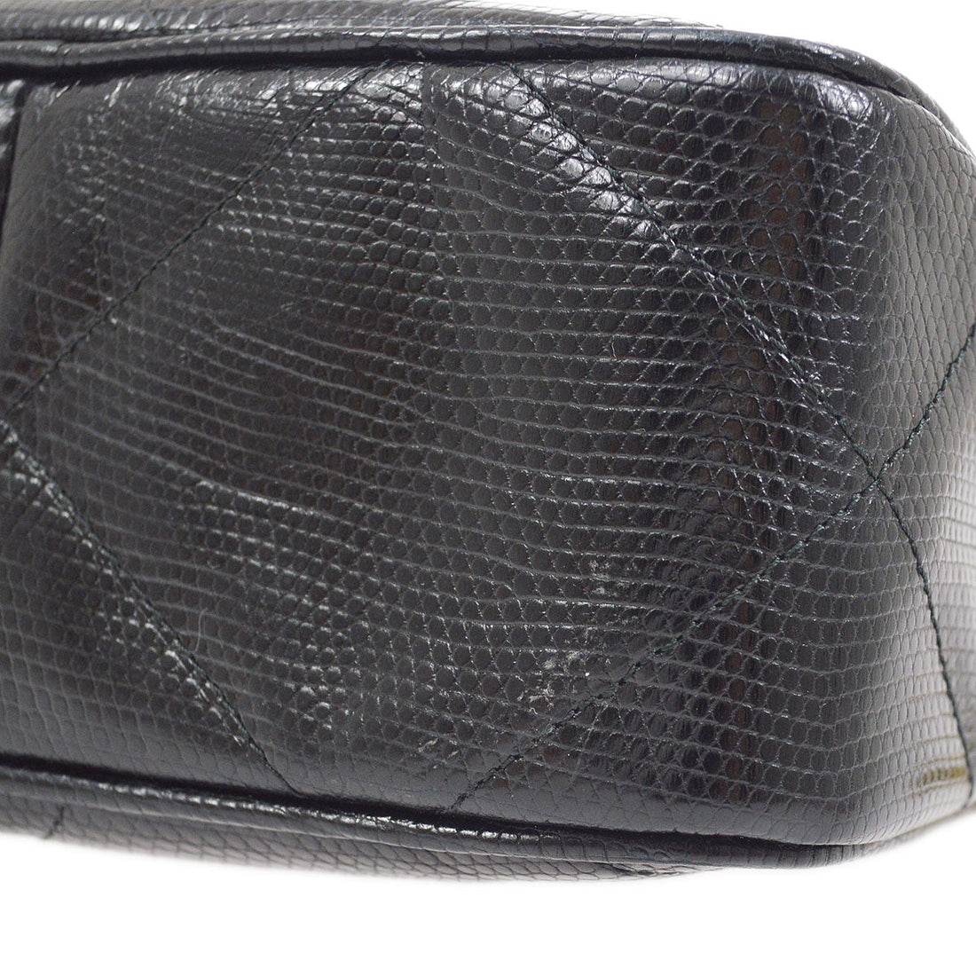 CHANEL * 1986-1988 Black Lizard Diamond Camera Bag Mini