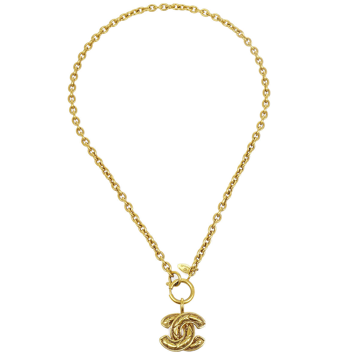 CHANEL Quilted CC Gold Chain Necklace 3857 95868