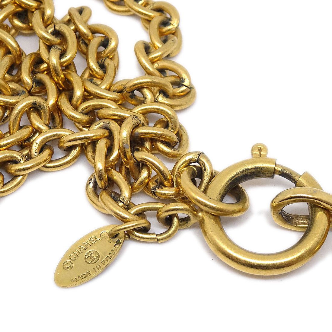 CHANEL Quilted CC Gold Chain Necklace 3857 95868