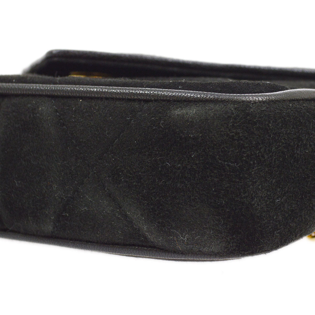 CHANEL 1989-1991 Diamond Shoulder Bag Mini Black Suede