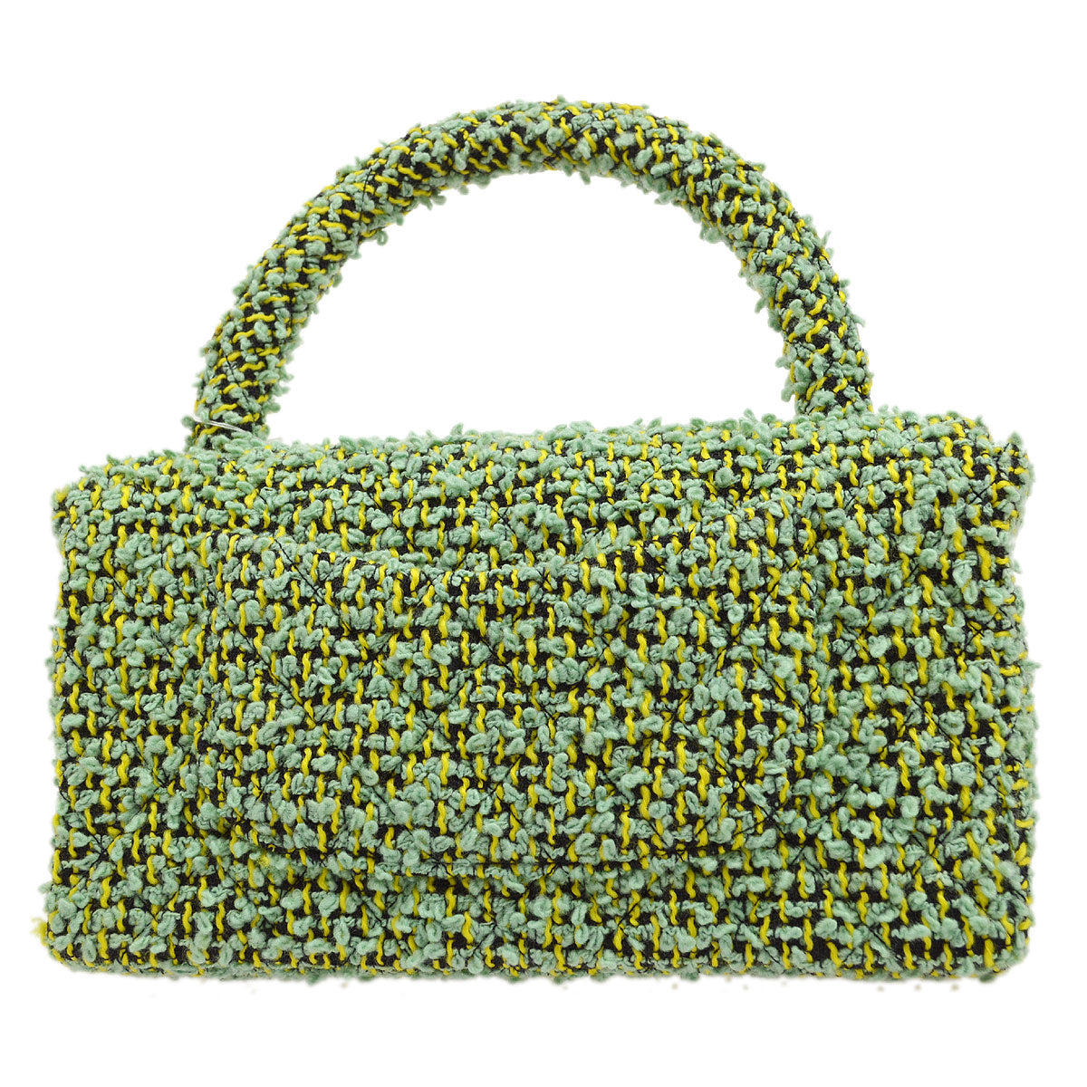 CHANEL * 1994 Classic Flap Handbag Medium Green Tweed