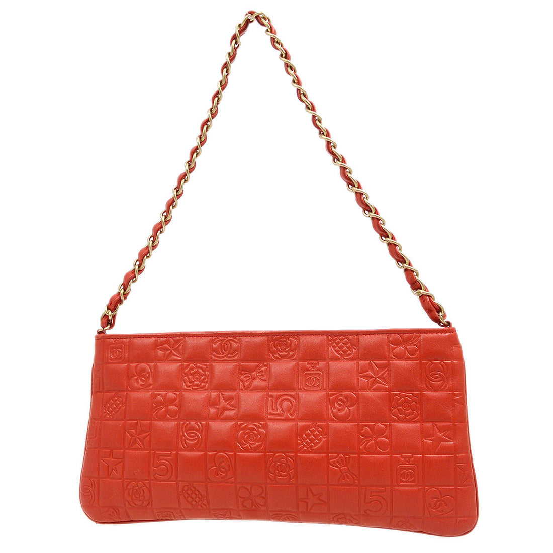 CHANEL 2003-2004 Icon Handbag Coral Pink Lambskin 15713
